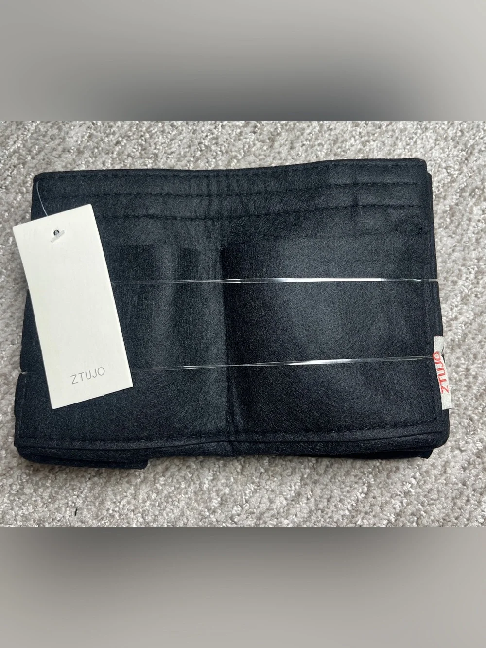 Purse Organizer Insert, Felt Bag Organizer with Metal Zipper Small. 2714/bb9-1